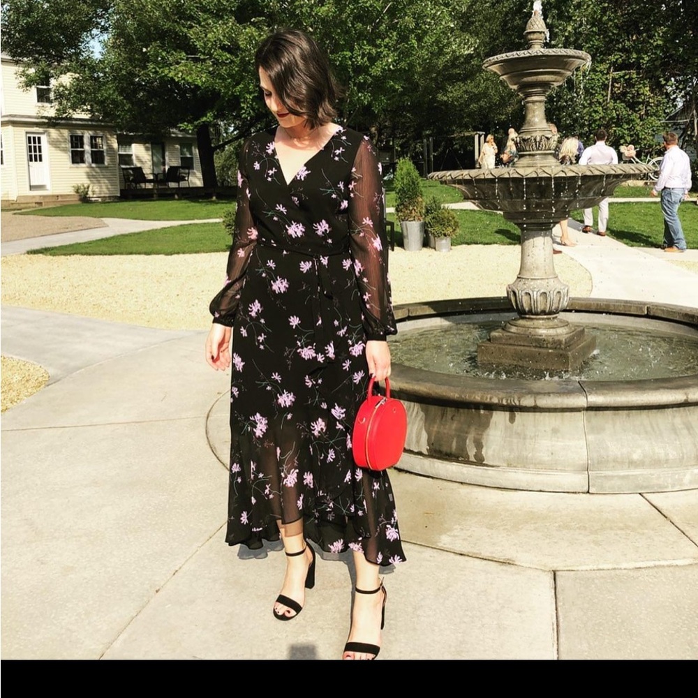 Banana Republic Purple/Black Floral Wrap Dress